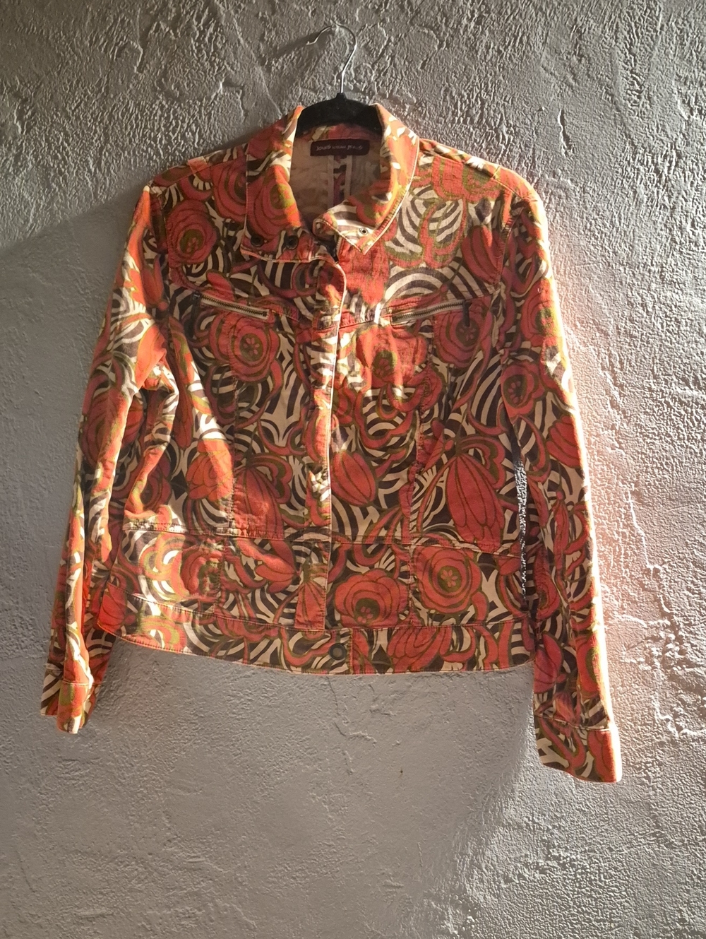 Jones Wear Orange Floral Print Jean Jacket